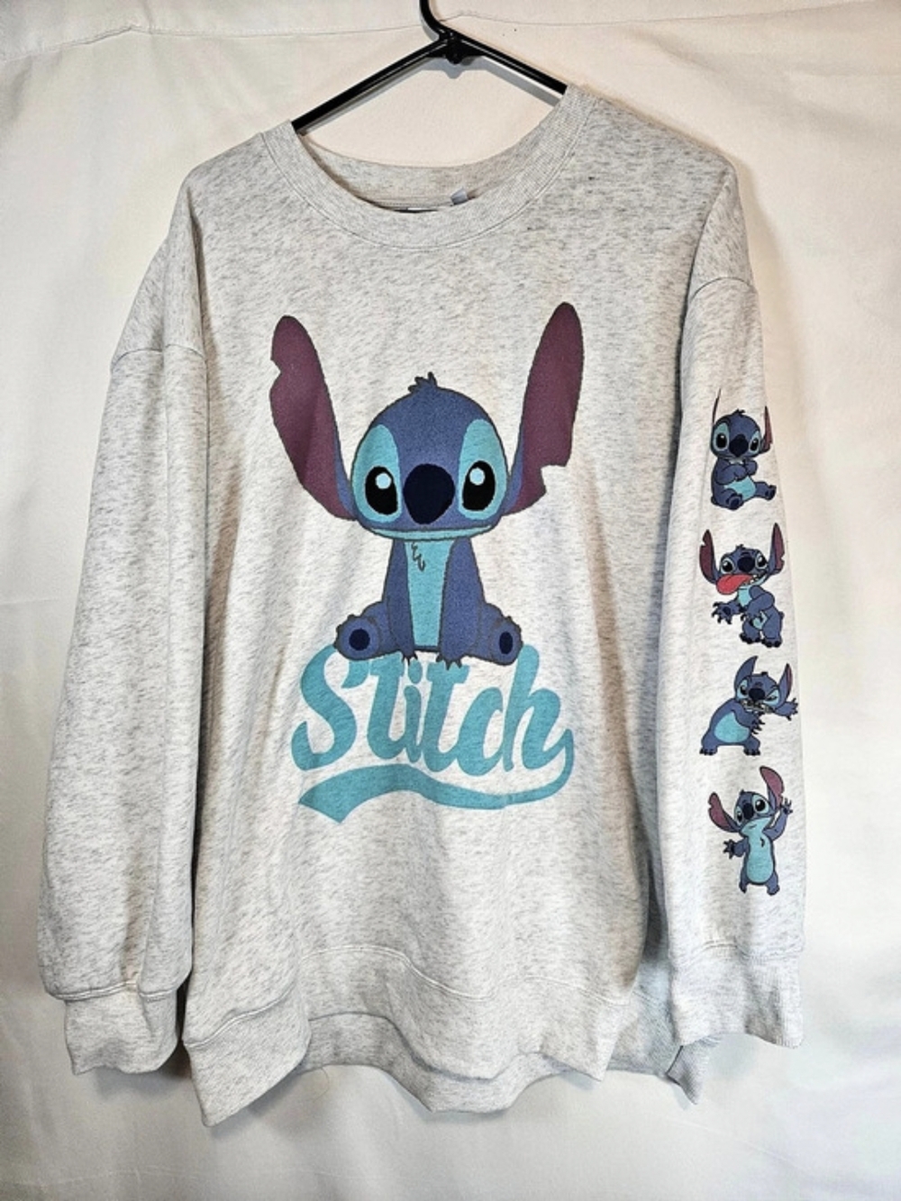 Disney Lilo & Stitch Graphic Crewneck Sweatshirt Graphic Sweatshirt Gray Girls